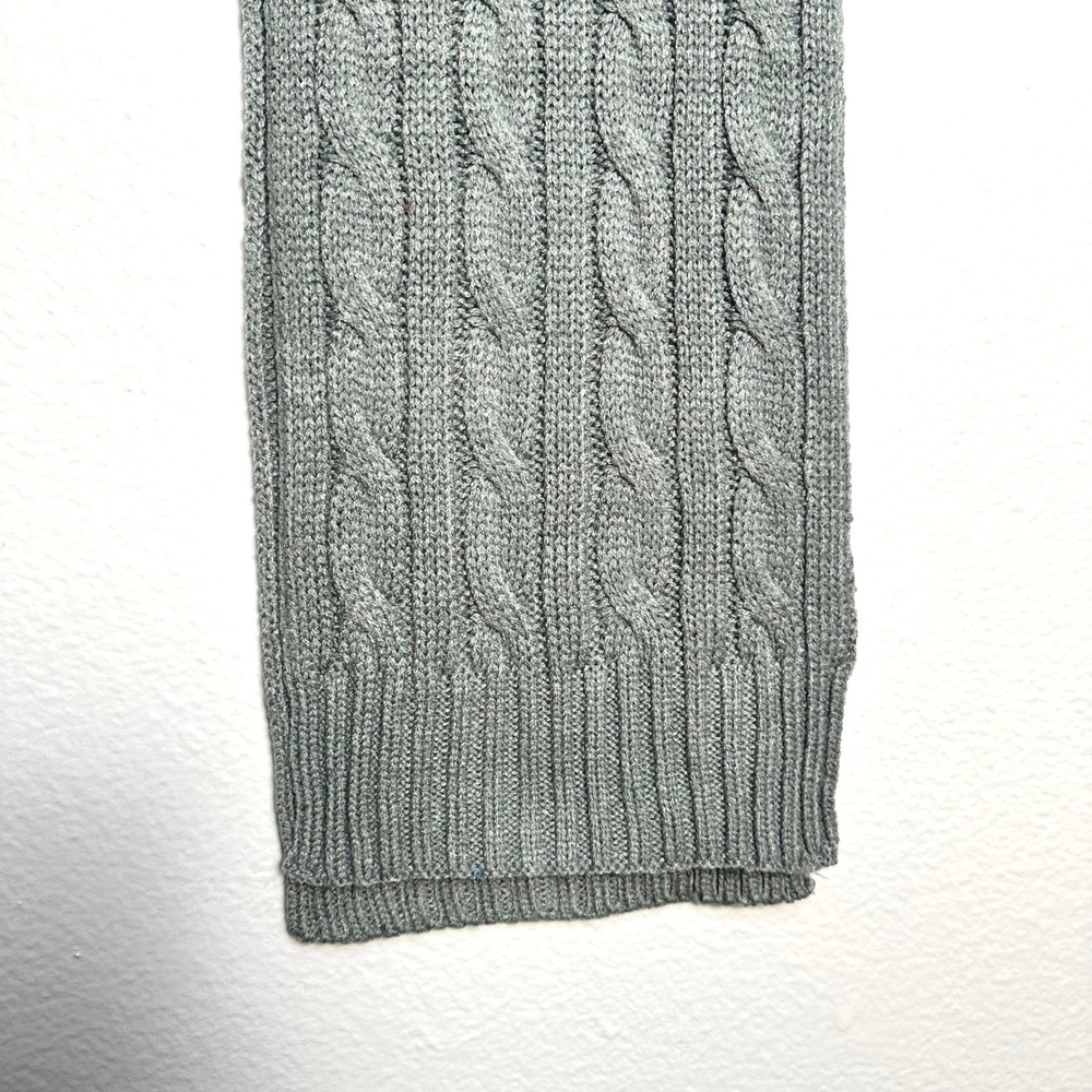 Polo Ralph Lauren Scarf Gray Cable Knit Red Pony Logo Mens Womens Accessory - Picture 7 of 7